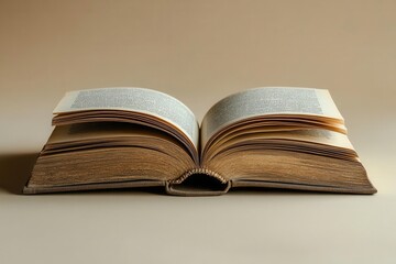 Fototapeta premium a realistic mockup of an open book viewed from the side, with pages gently flipping, positioned against a clean background to emphasize its narrative potential and artistic presentation