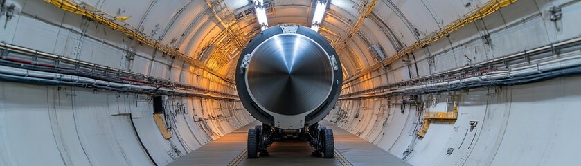 Nuclear missile being prepared for launch in a silo, nuclear bomb, high-security power
