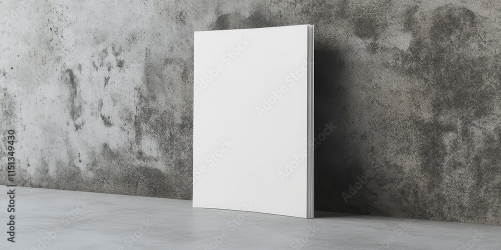 Aufkleber blank a4 portrait brochure displayed on a changeable gray background, featuring a white paper design