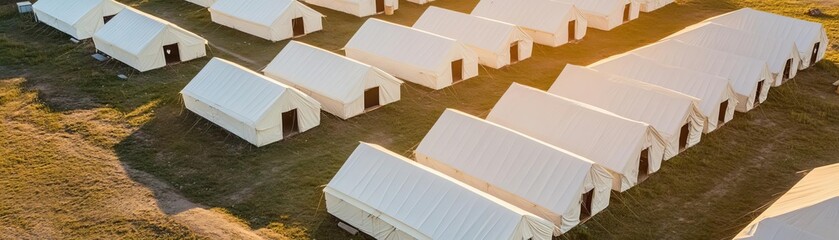 Refugee camps filled with survivors of nuclear fallout, nuclear bomb, human resilience