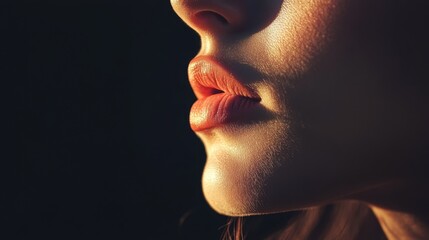 Silhouette of lips whispering, with soft shadows creating an air of intimacy and mystery.