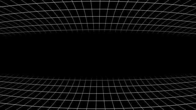 4K motion background with curved grid lines scrolling horizontally at the top and bottom.
