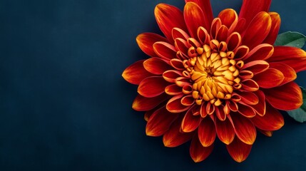 Vibrant deep red and yellow chrysanthemum flower showcasing its beauty, offering captivating details and rich colors, perfect for highlighting themes of nature with ample copy space.