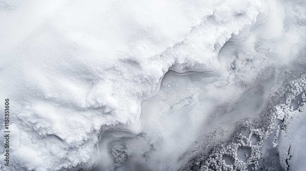 Poster abstract close up of snow melting, showcasing the intricate details and transformations as the snow 
