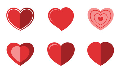 red heart set. love and romantic symbols. isolated vector elements for valentines day design