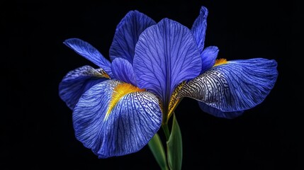 Elegant butterfly iris displayed against a striking black background, showcasing the beauty of butterfly iris in vivid detail, perfect for capturing the essence of nature s artwork.