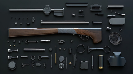 Fototapeta premium Shotgun parts, wallpaper, the shotgun classification and spare parts