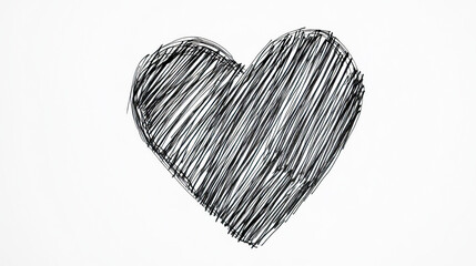 Hand-drawn sketch of a black heart on white background