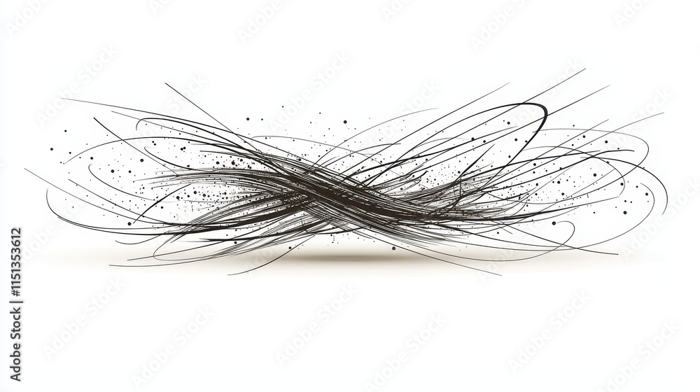 Poster abstract artistic lines and shapes in black and white with a minimalist design style
