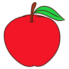 red apple with leaf