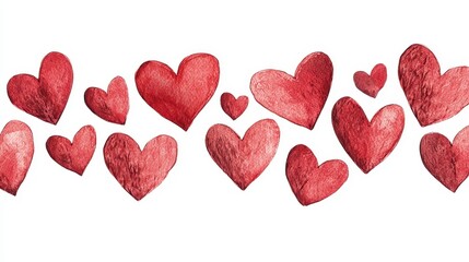 Red Hearts on White Background for Romantic and Love-Themed Designs and Decorations