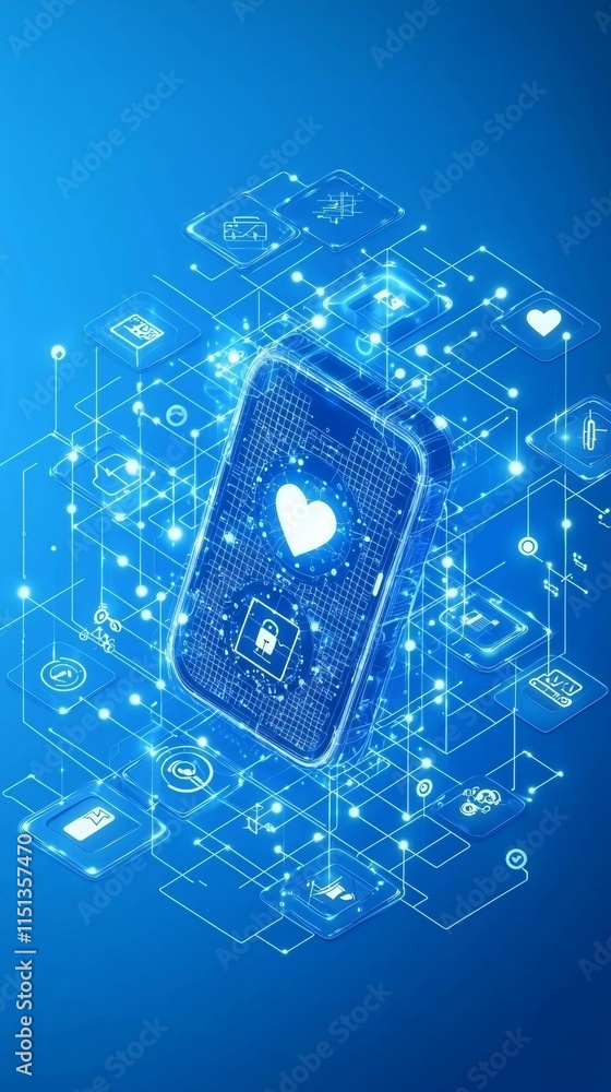 Poster health management systems integrating wearable device data, sleek mobile apps with intuitive data vi