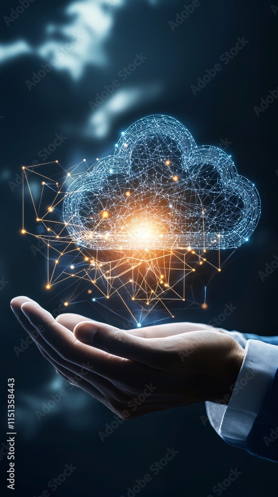 Aufkleber healthcare professionals using secure cloud technology for digital records, glowing data streams rep