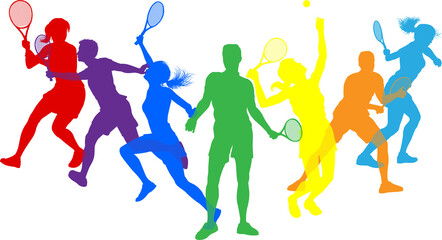 Silhouette Tennis Players Silhouettes Concept