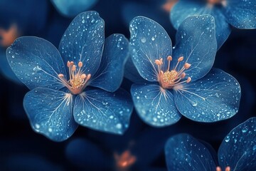 abstract blue floral background featuring delicate petals and artistic elements that create a soothing and elegant atmosphere, perfect for design and aesthetic projects