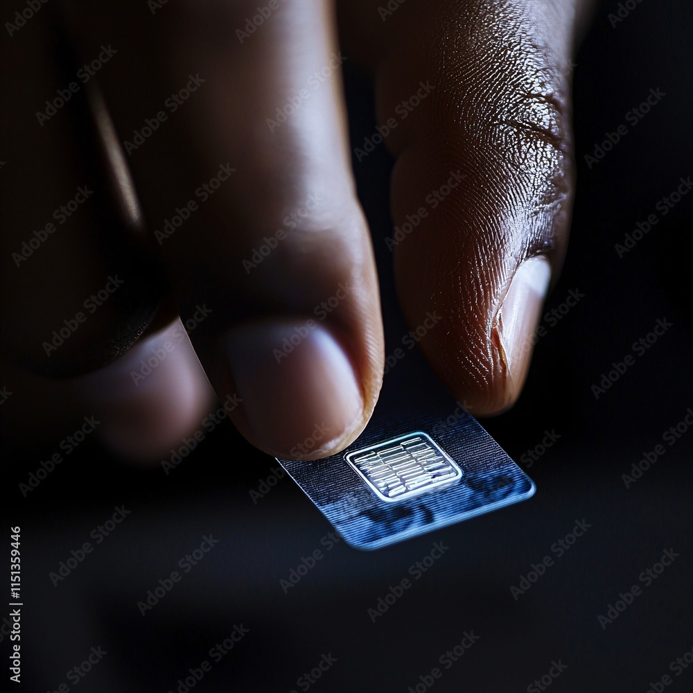 Poster close-up of a medical id card being scanned by a digital device for secure record access
