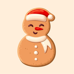 Christmas gingerbread decorated cookies. Christmas tree, snowflakes, gifts. Winter holidays.