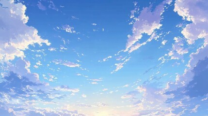 A serene expanse of blue sky with scattered clouds reflecting sunlight, perfect for a calming text layout.