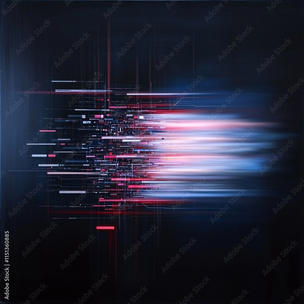 Poster a conceptual art piece showing patient data flowing across secure digital networks