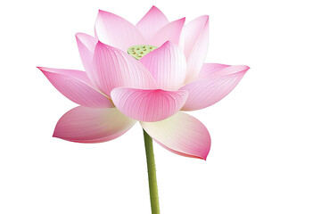 Lotus elegance idea. A serene pink lotus flower with delicate petals and lush green leaves.
