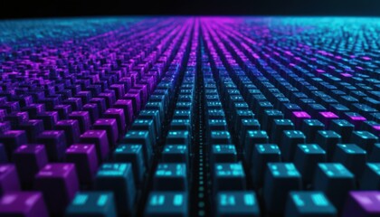 Fototapeta premium blockchain data architecture with futuristic grid, technology, and neon sci-fi elements