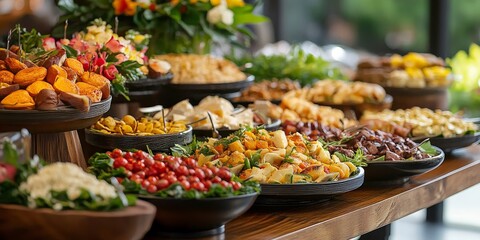 Obraz premium A delightful variety of food, prepared with care and love, is perfect to enhance your corporate event and ensure a memorable experience with great food for all attendees.