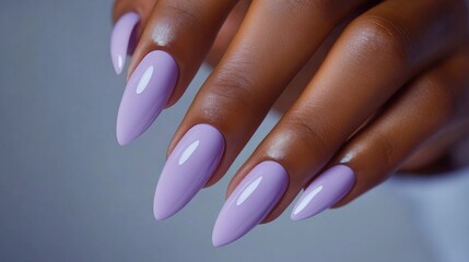 elegant manicure detail shot, precise nail maintenance, delicate hand positioning, premium salon setting, professional nail care service, plush purple hand rest, clinical precision, beauty industry