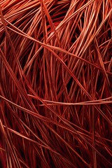 Bare copper wire. Red-orange metal texture