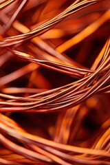 Bare copper wire. Red-orange metal texture