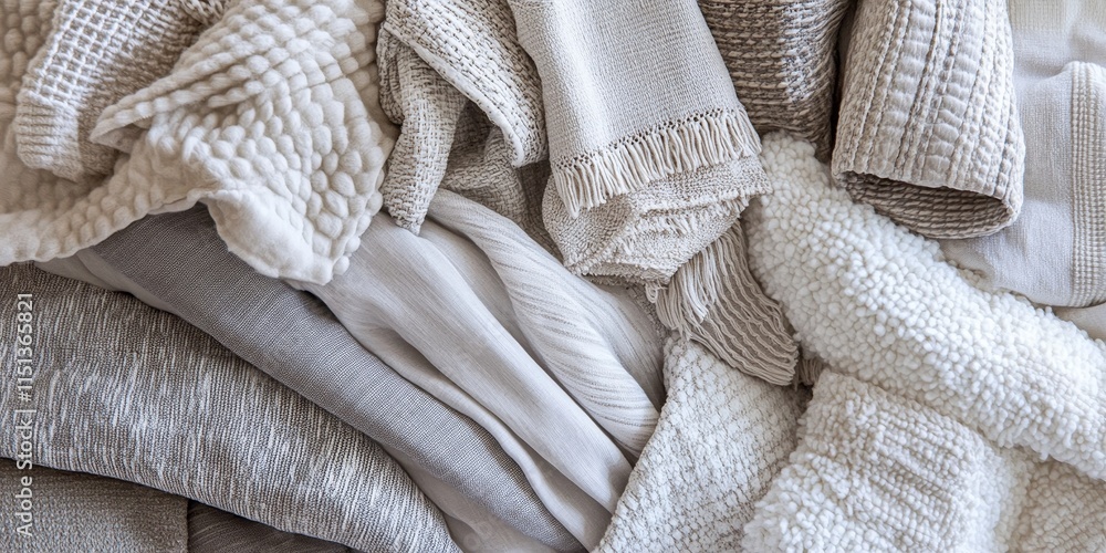 Poster a variety of soft textures in shades of white and grey has been assembled, showcasing an array of ge