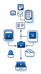 Secure Online Payment Process Flowchart, Digital Transaction, Data Protection,  Cybersecurity, Background Icons, Website Illustration.
