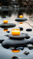 Serene Floating Candles Zen Garden Dusk Relaxation.