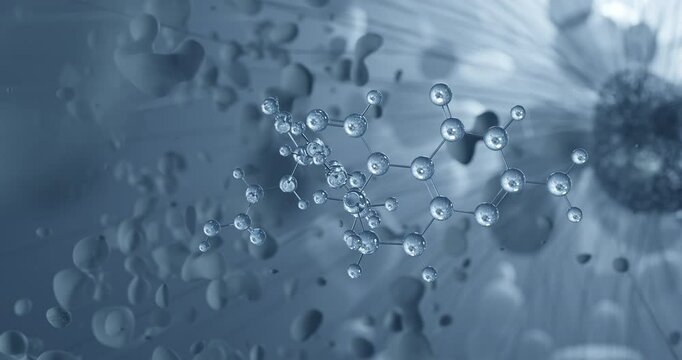 Folinic acid rotating molecular 3d structure ball-and-stick model, looped video chemotherapy antidotes