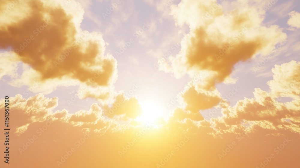 Poster a striking cloudscape with golden sunlight filtering through, creating a perfect space for bold text
