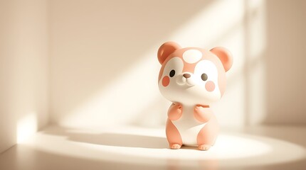 Adorable 3d render of a cute cartoon hamster figurine in soft sunlight, perfect for children's products or websites.