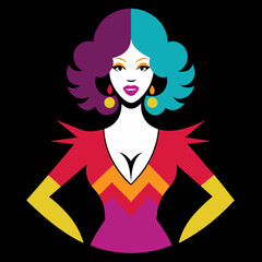 Colorful Disco Diva Illustration Perfect Fit for T-Shirt Designs