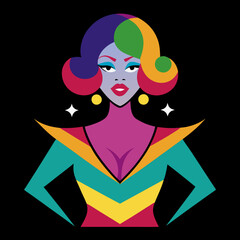 Colorful Disco Diva Illustration Perfect Fit for T-Shirt Designs