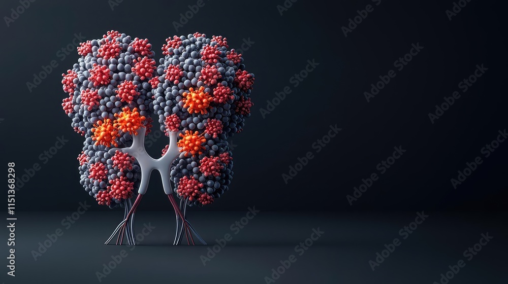 Aufkleber Kidney disease idea. Abstract representation of organic structure showcasing intricate particle arrangement.
