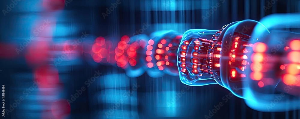 Poster arthritis disease idea. futuristic image of glowing tubes and circuitry showcasing advanced technolo