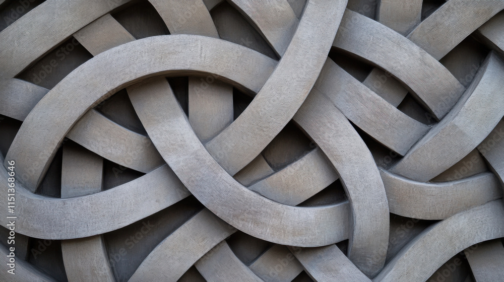 Poster intricate abstract design featuring interwoven patterns and curves, showcasing celtic knot inspired 