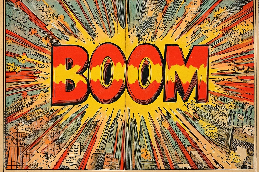 Poster bold explosion graphic with dynamic colors and impactful text cr