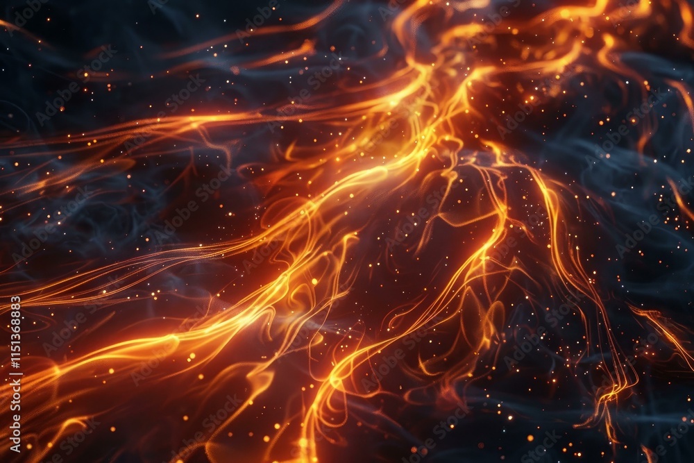 Poster golden streams of light energy flowing through dark matter and space dust particles
