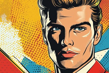 Bold character portrait with striking colors and dynamic backgro