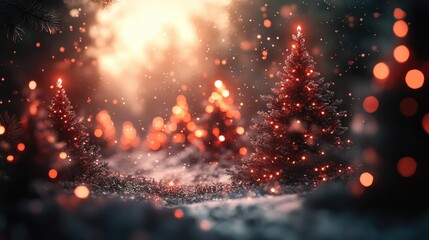 A Celebration of Christmas tree, Santa Claus with gift box, champagne and Beautiful Christmas holiday frame of fir branches with happy new year 2025