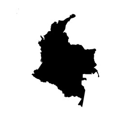 Fototapeta premium Colombia high detailed vector representation of country silhouette in solid black on white background. For educational, decorative, or informational use showcasing the national outline.