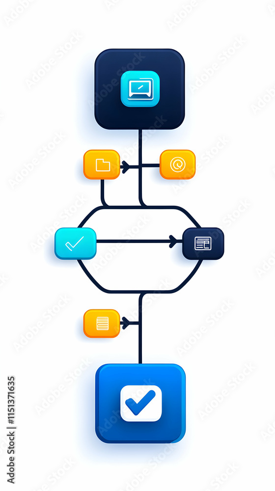 Poster workflow diagram process flowchart, software development, data management, system, business process,