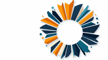 Obraz premium Abstract circular design, radiating shapes, white background, copy space, graphic design element.