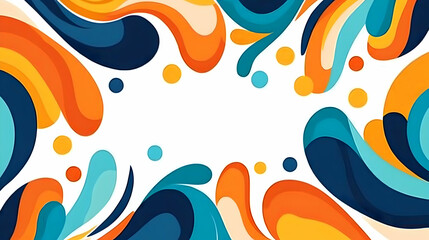 Naklejka premium Abstract colorful waves frame, white background, design template, vibrant illustration, graphic design.