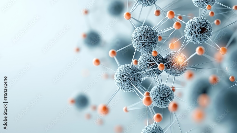 Poster chronic lower respiratory disease concept. close-up of interconnected molecules in a scientific expl