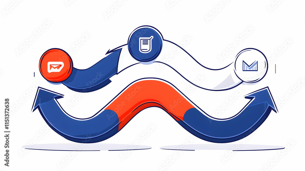 Aufkleber abstract workflow process diagram; data flow, messaging, communication; white background; business i